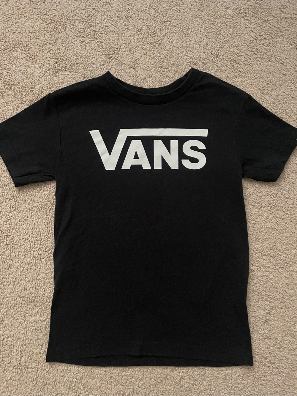 Vans Black Tee with White Logo - Kids